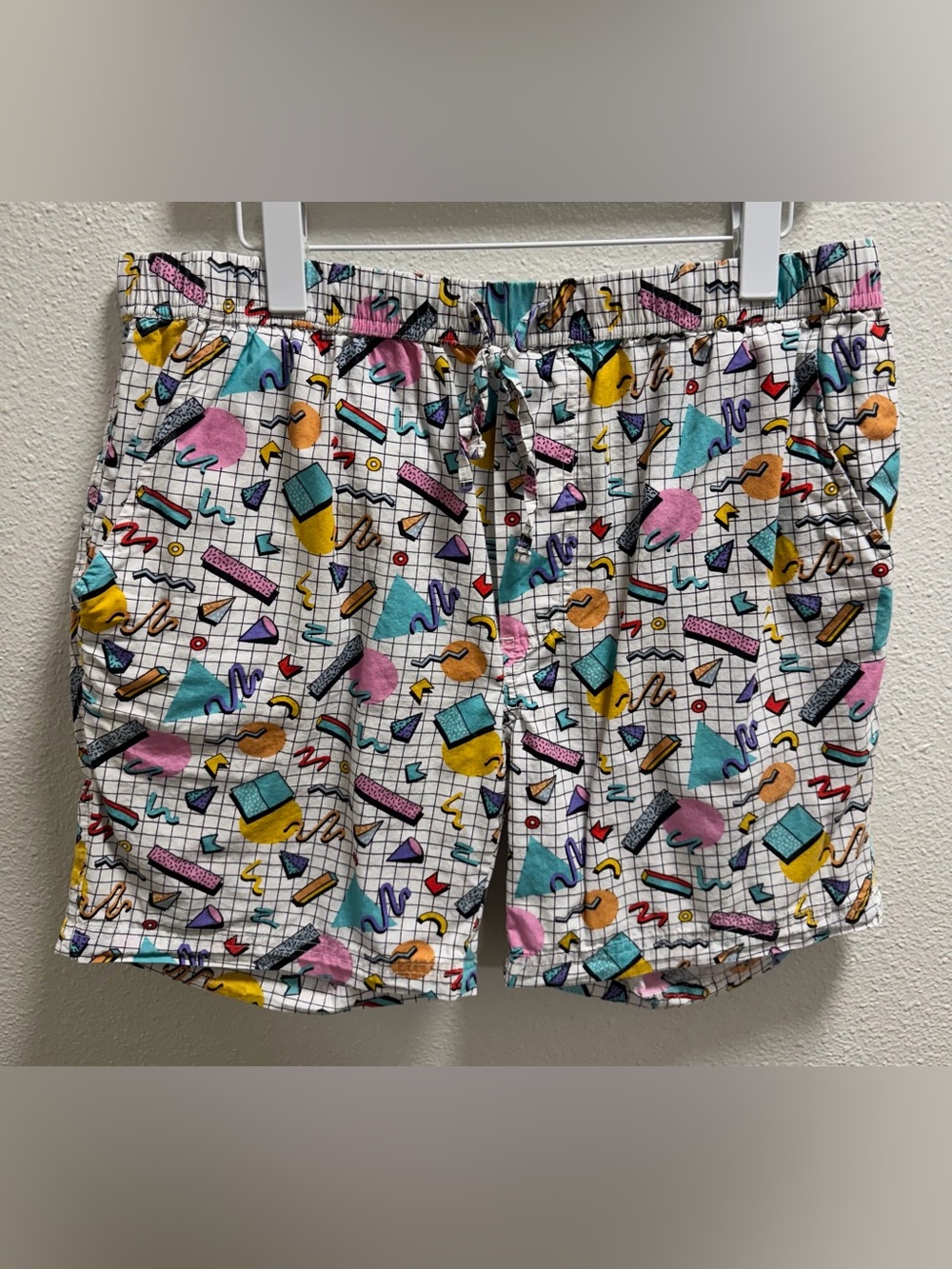 MASSIVE Shorts 80s 90s Retro Vintage Neon Drawstring Pockets Cotton Mens Large